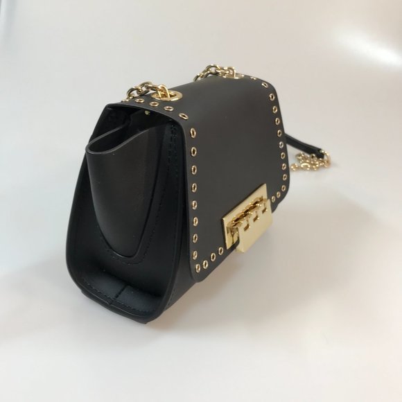 NWT Authentic ZAC Zac Posen Eartha Mini Grommet Chain Strap Crossbody in Black - Picture 4 of 10